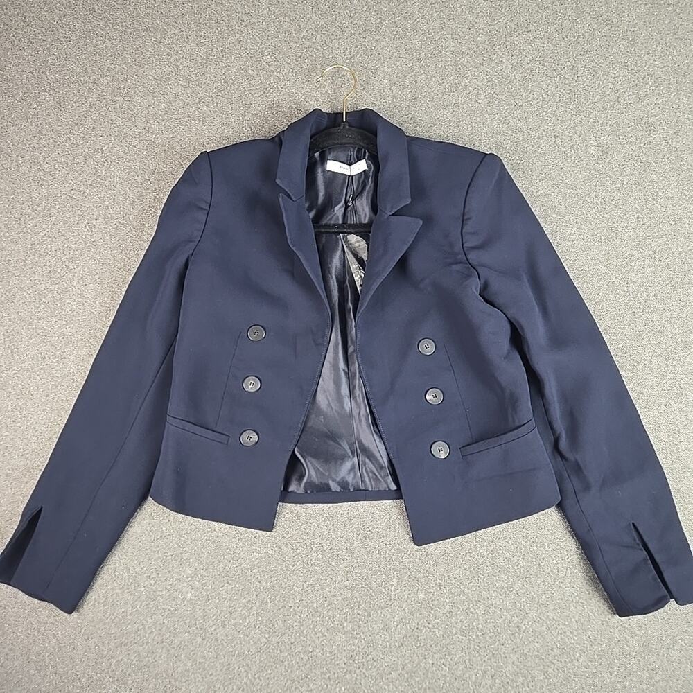 Mango Blazer Womens XXS Blue Cropped Double Breasted